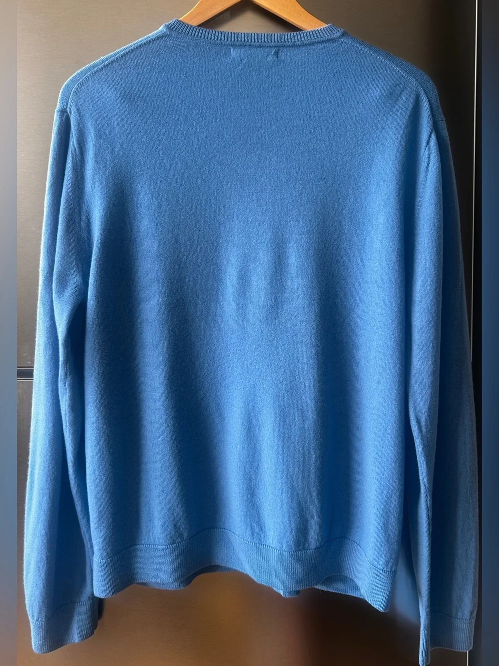 Banana Republic L 100% Merino Wool V Neck Sweater Bright Blue